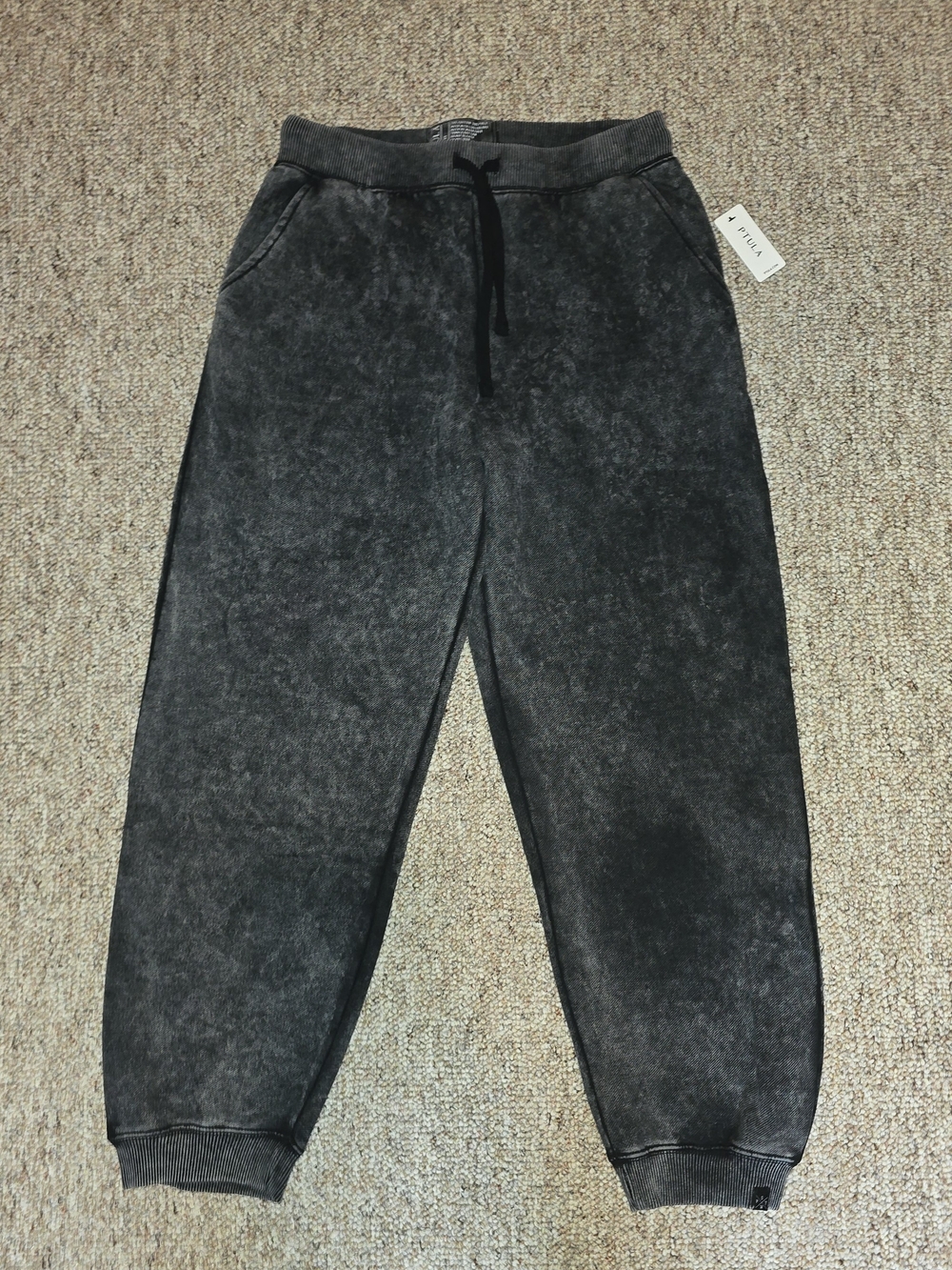 P'tula Black Mineral-Wash Jogger Sweatpants - XS
